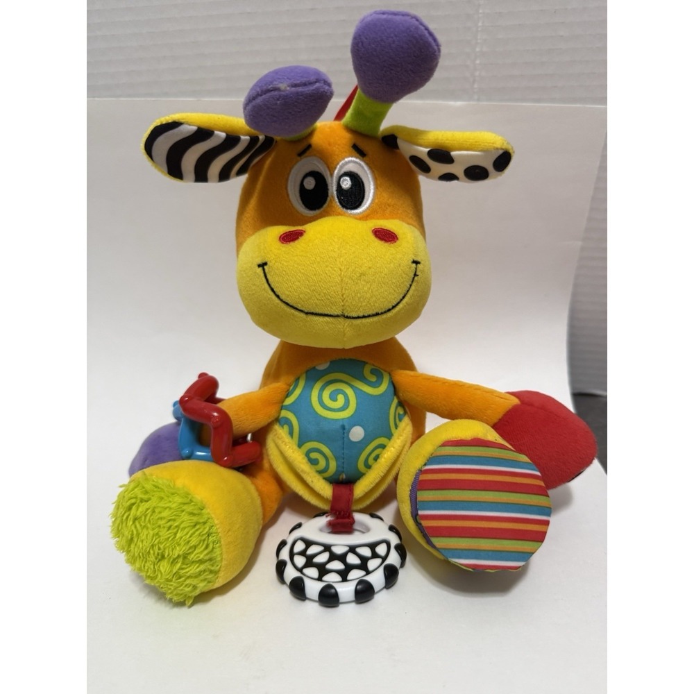 Playgro My First Bead Buddies Giraffe Rattle Activity Baby Toy Plush Multicolor